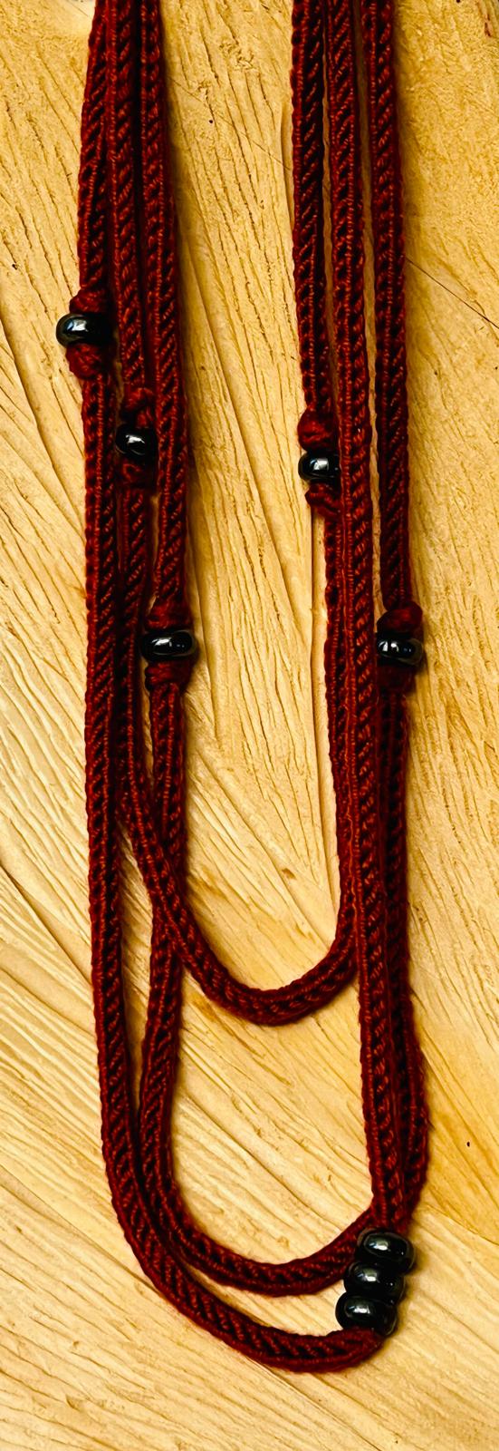Rust Reclaimed Merino Blend and Hematite Necklace