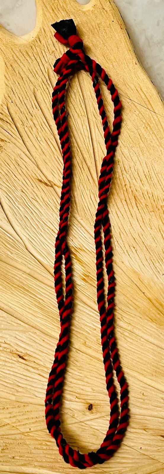 Black and Jazzberry Reclaimed Fabric Cordage Convertible Necklace to Bracelet