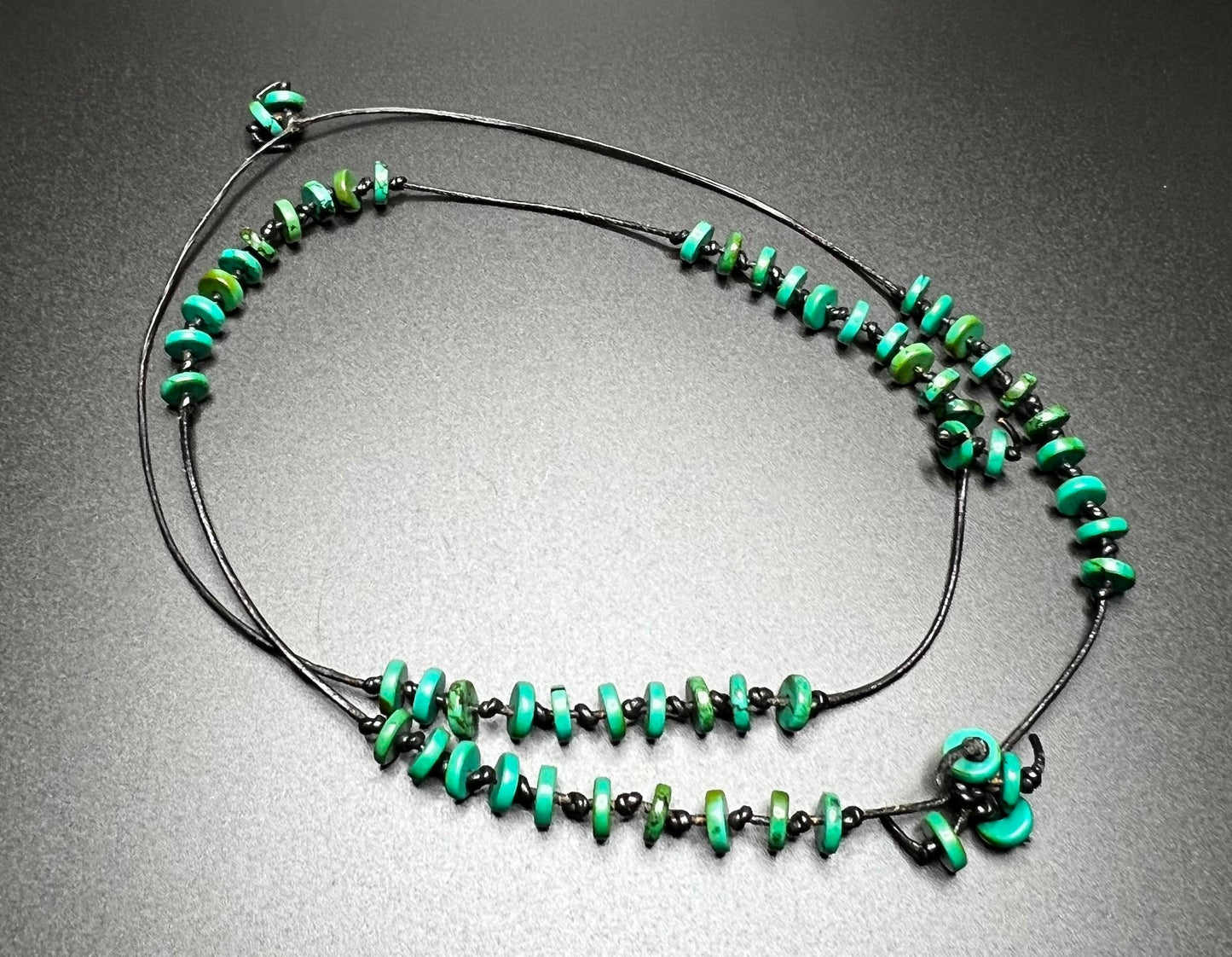 Royston Turquoise Heishi and Leather Necklace #2