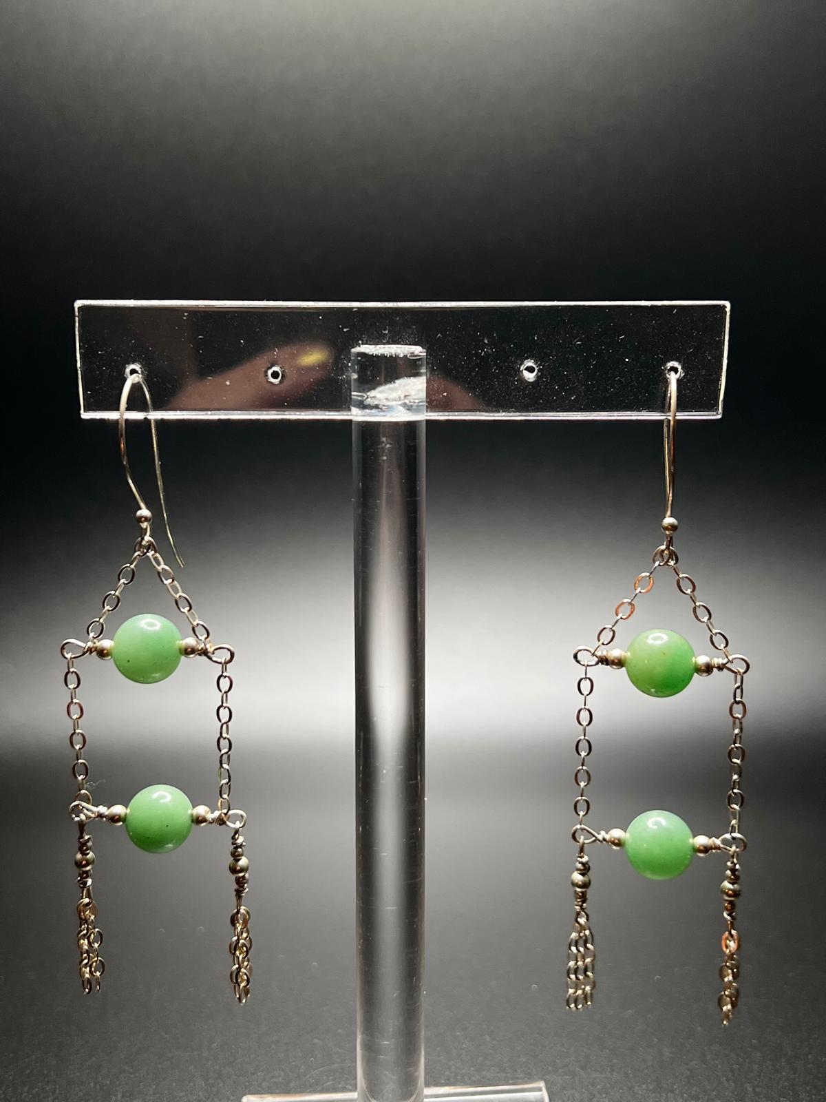 Aventurine and Sterling Silver Chandelier Earrings