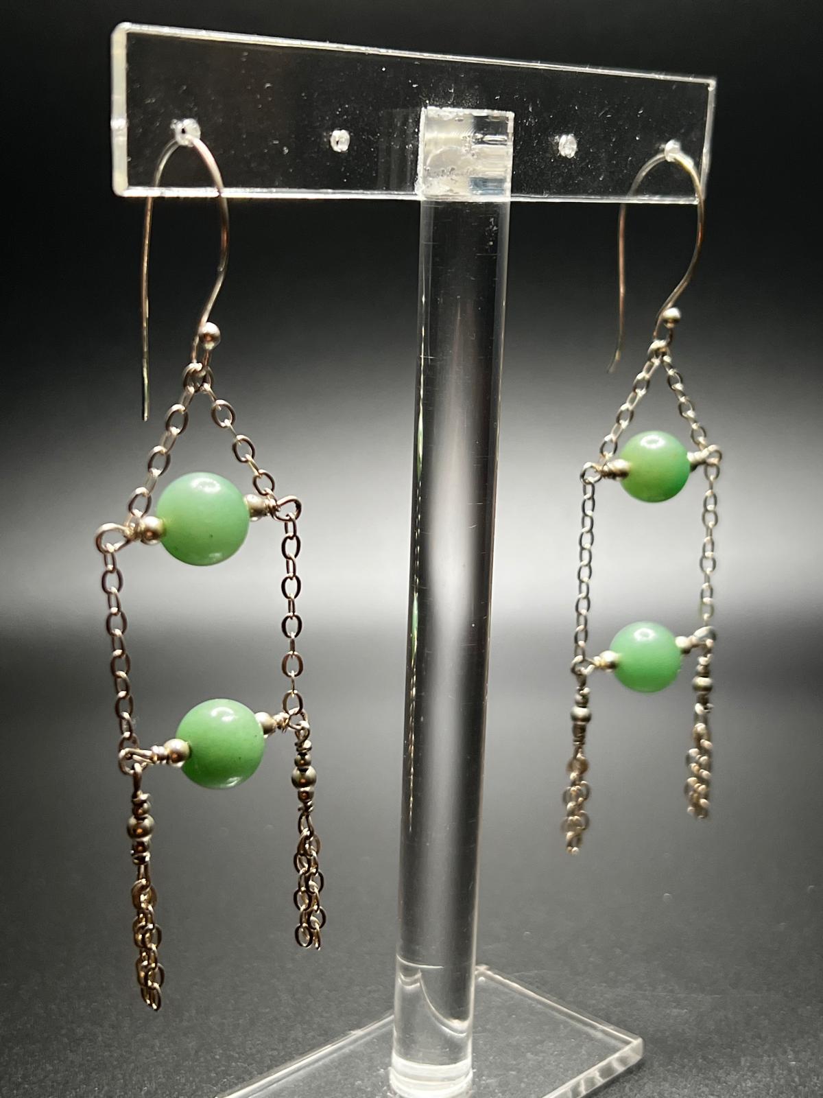 Aventurine and Sterling Silver Chandelier Earrings