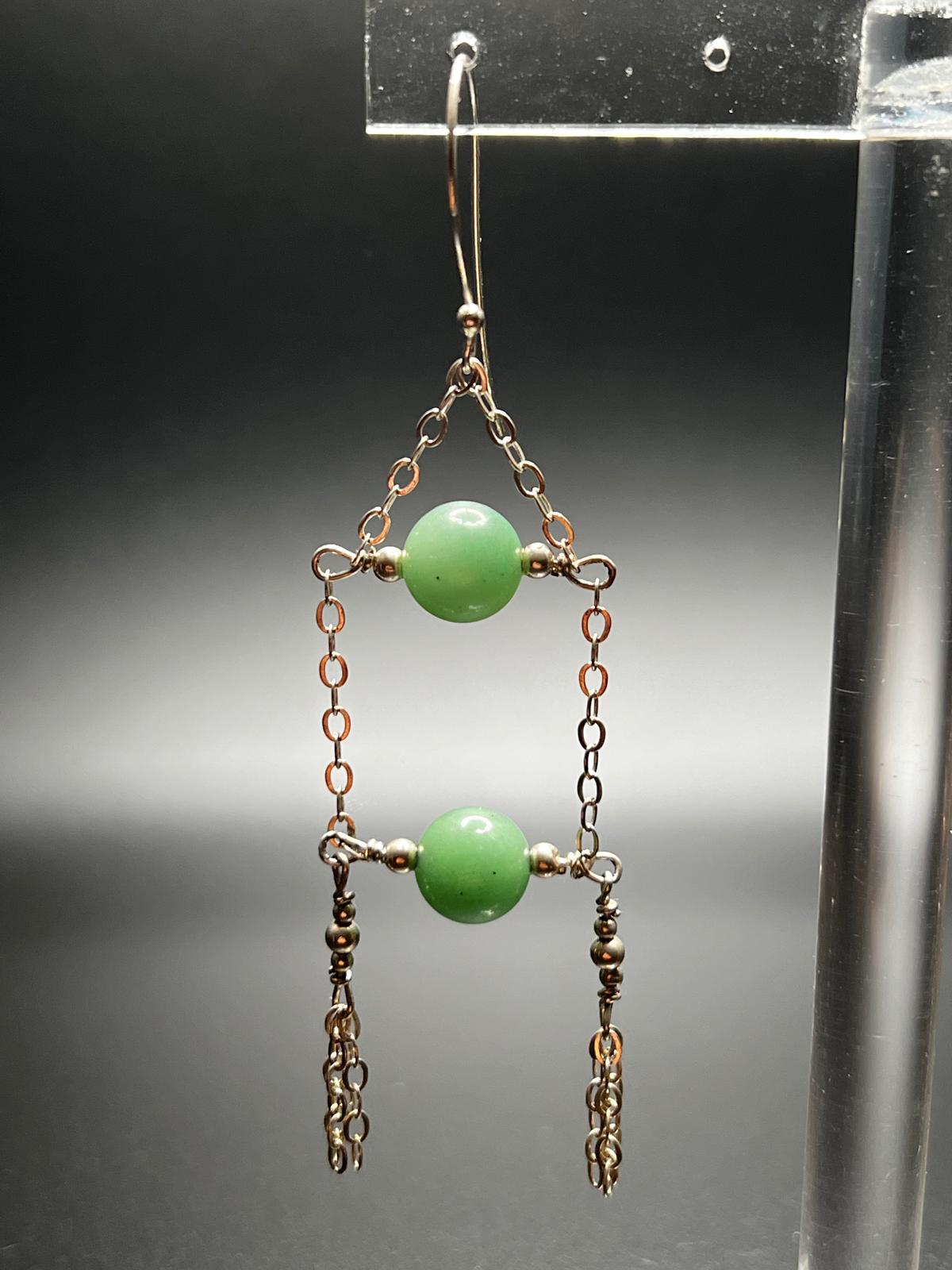 Aventurine and Sterling Silver Chandelier Earrings