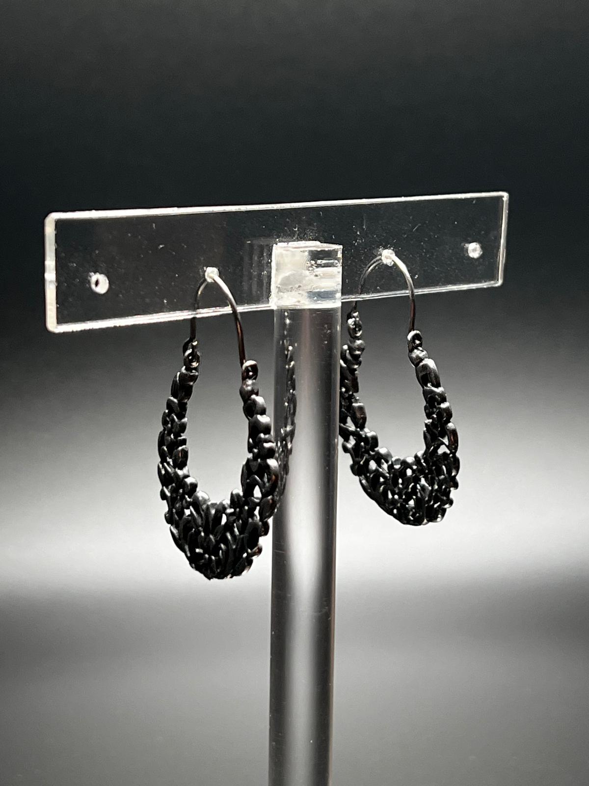 Vintage Sterling Silver Floral Filigree Hoop Earrings