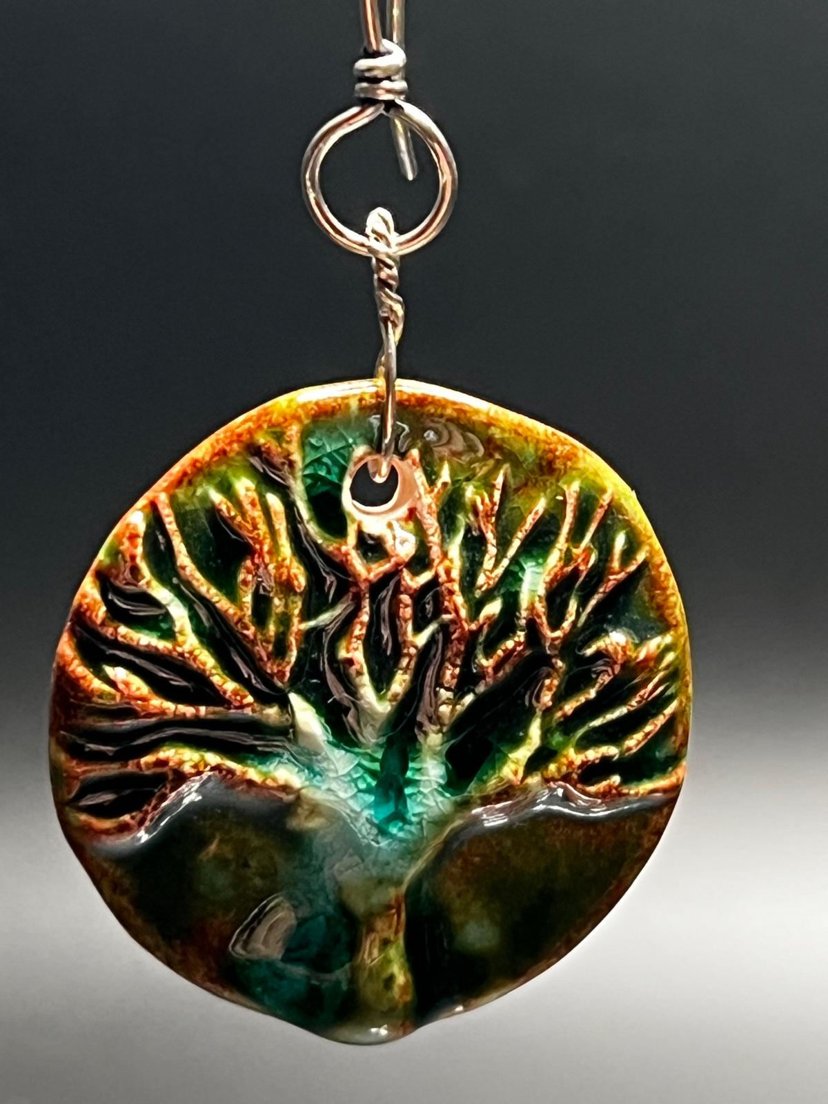Ceramic Tree of Life and Sterling Silver Earrings