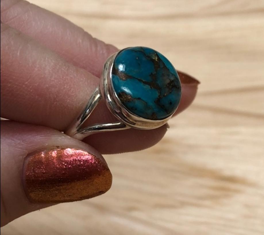 Modern Morenci Turquoise Sterling Silver Ring