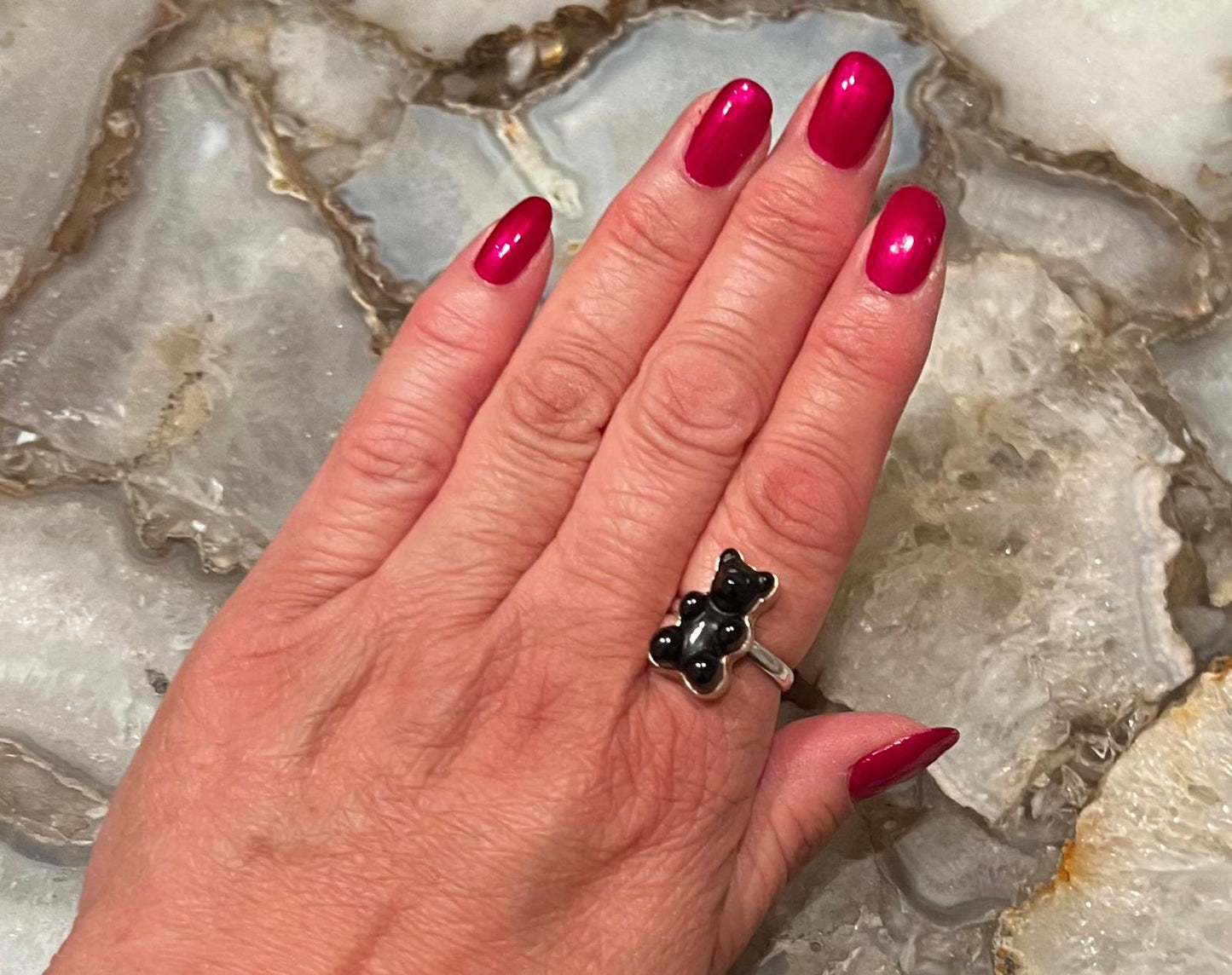 Black Gummy Bear and Sterling Silver Ring