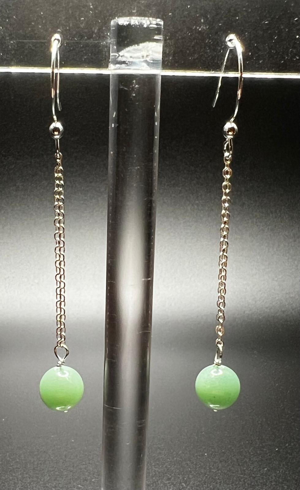 Aventurine and Sterling Silver Chain Earrings