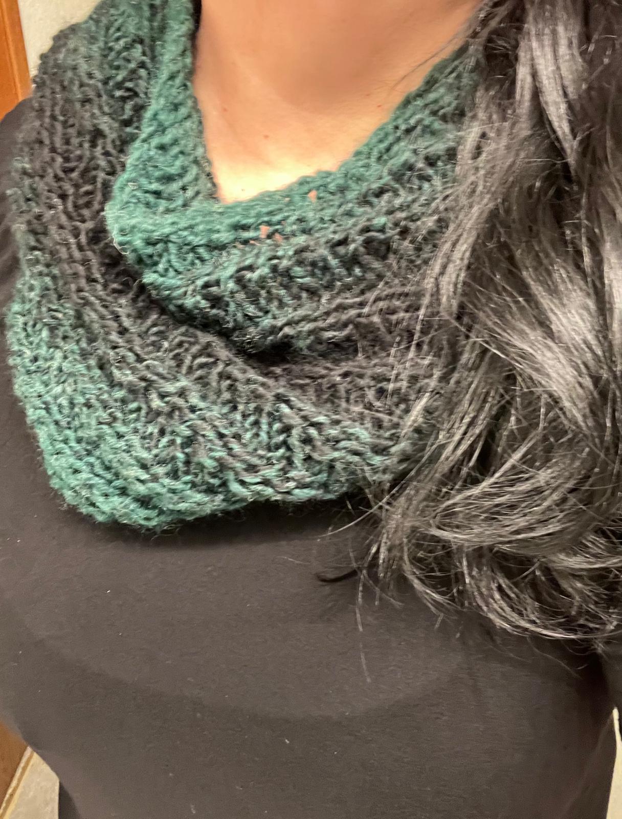 Green and Black Ombre Knit Cowl