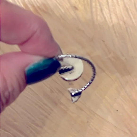 Artisan Rainbow Obsidian and Sterling Silver Adjustable Bat Ring