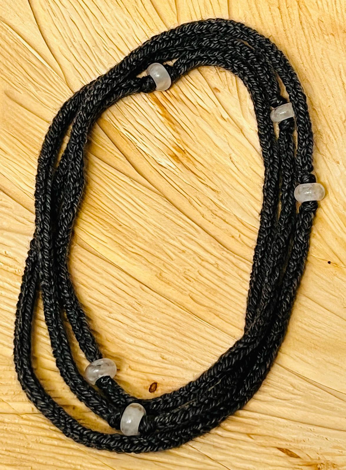 Gray Reclaimed Cashmerino and Quartz Necklace