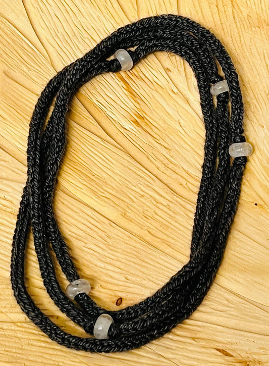 Gray Reclaimed Cashmerino and Quartz Necklace