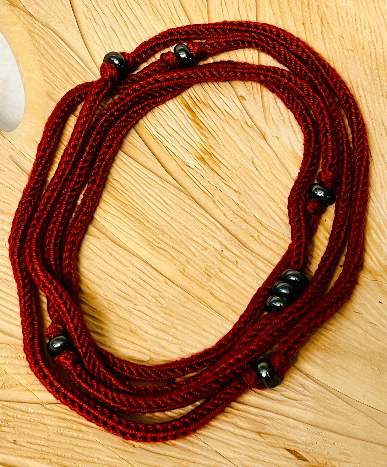 Rust Reclaimed Merino Blend and Hematite Necklace