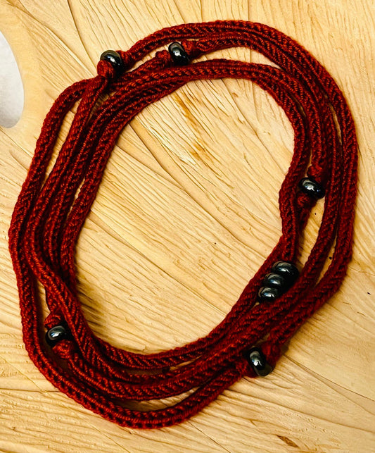 Rust Reclaimed Merino Blend and Hematite Necklace