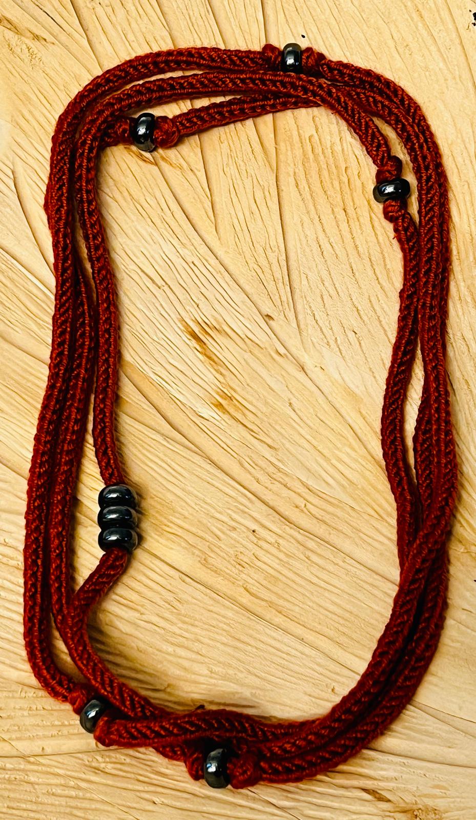Rust Reclaimed Merino Blend and Hematite Necklace