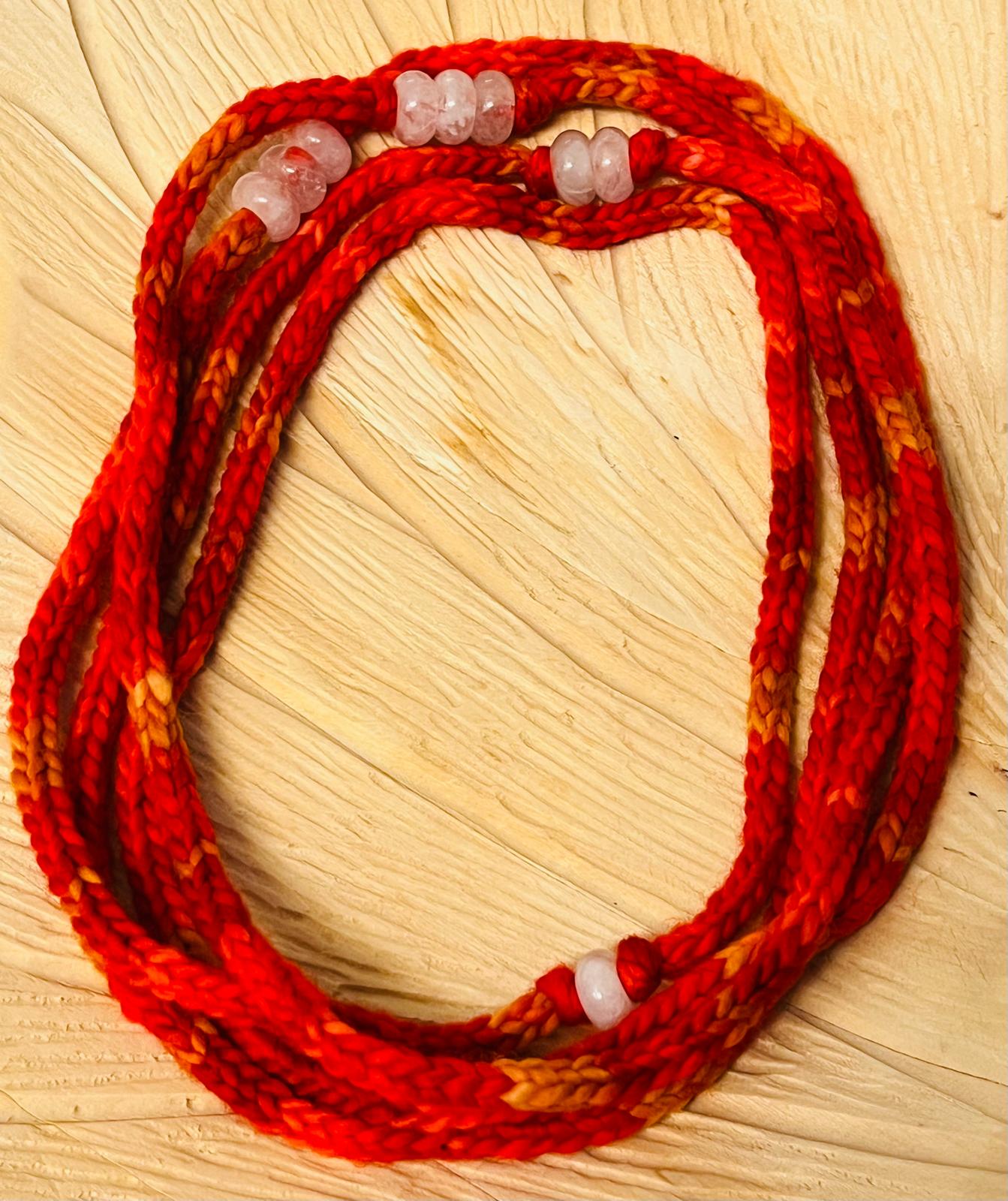 Creamsicle Reclaimed Cashmerino and Quartz Necklace