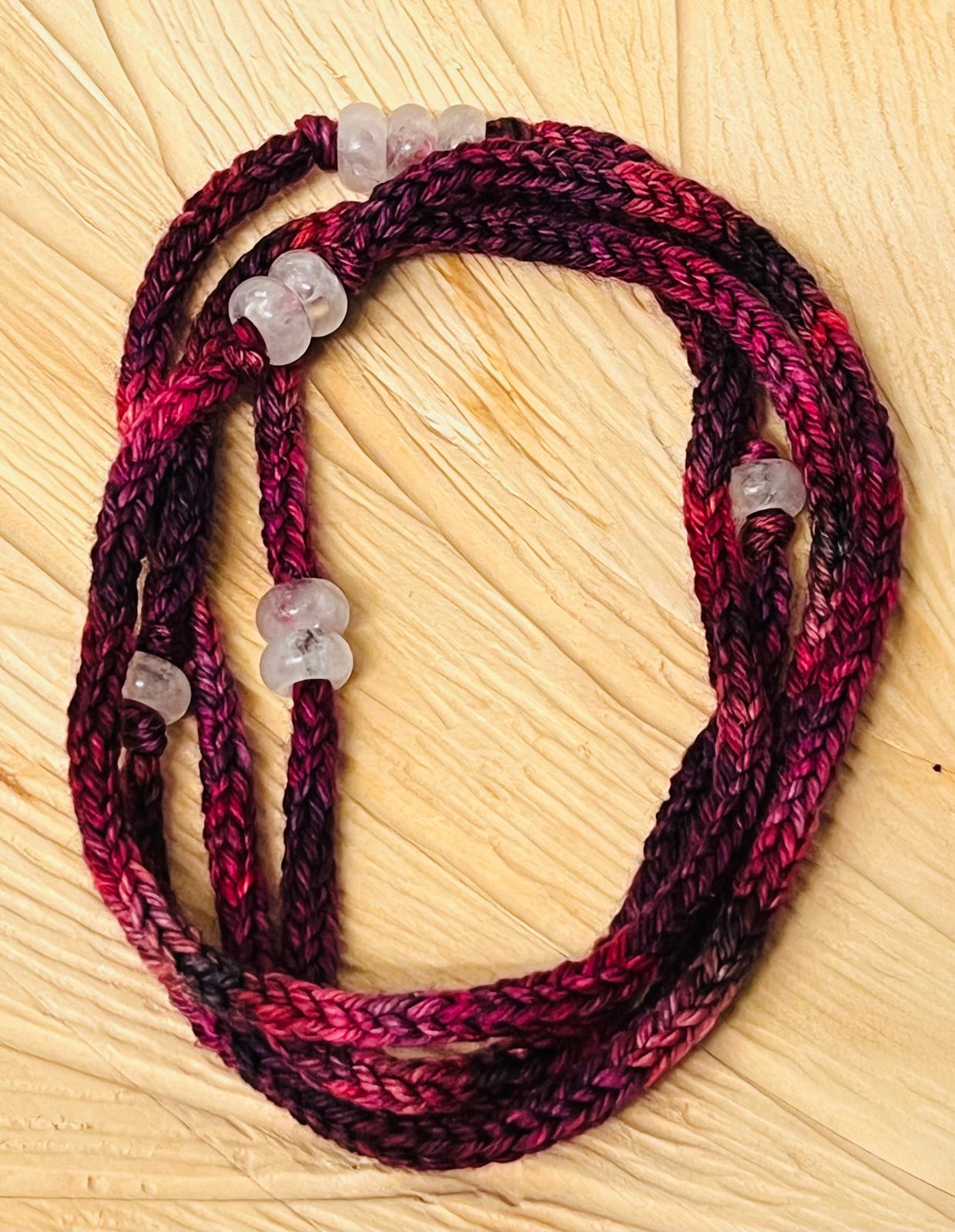 Grape Reclaimed Cashmerino and Quartz Necklace