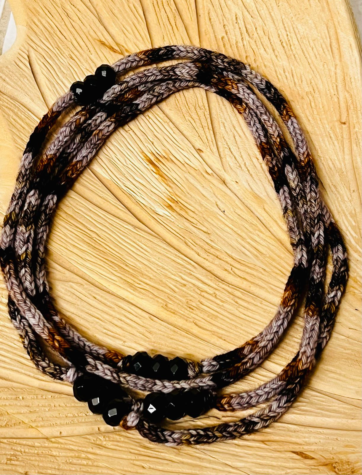 Autumn Reclaimed Cashmerino and Faceted Onyx Necklace