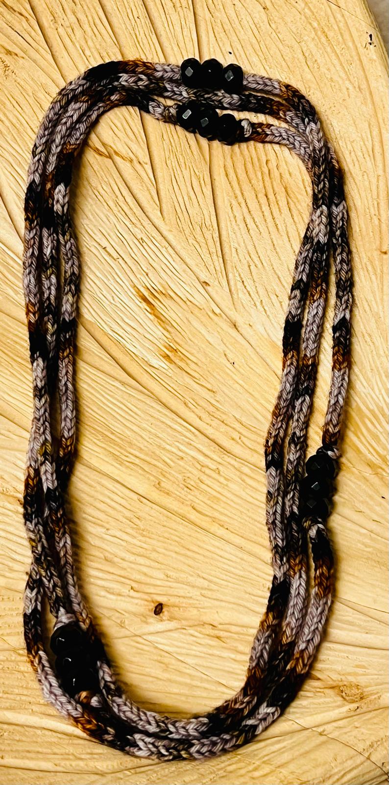 Autumn Reclaimed Cashmerino and Faceted Onyx Necklace