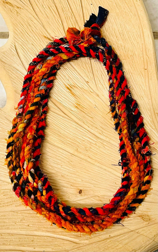 Rainbow Multicolor Reclaimed Fabric Cordage Necklace #2