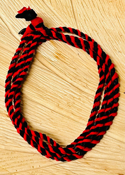 Black and Coral Reclaimed Fabric Cordage Convertible Necklace to Bracelet
