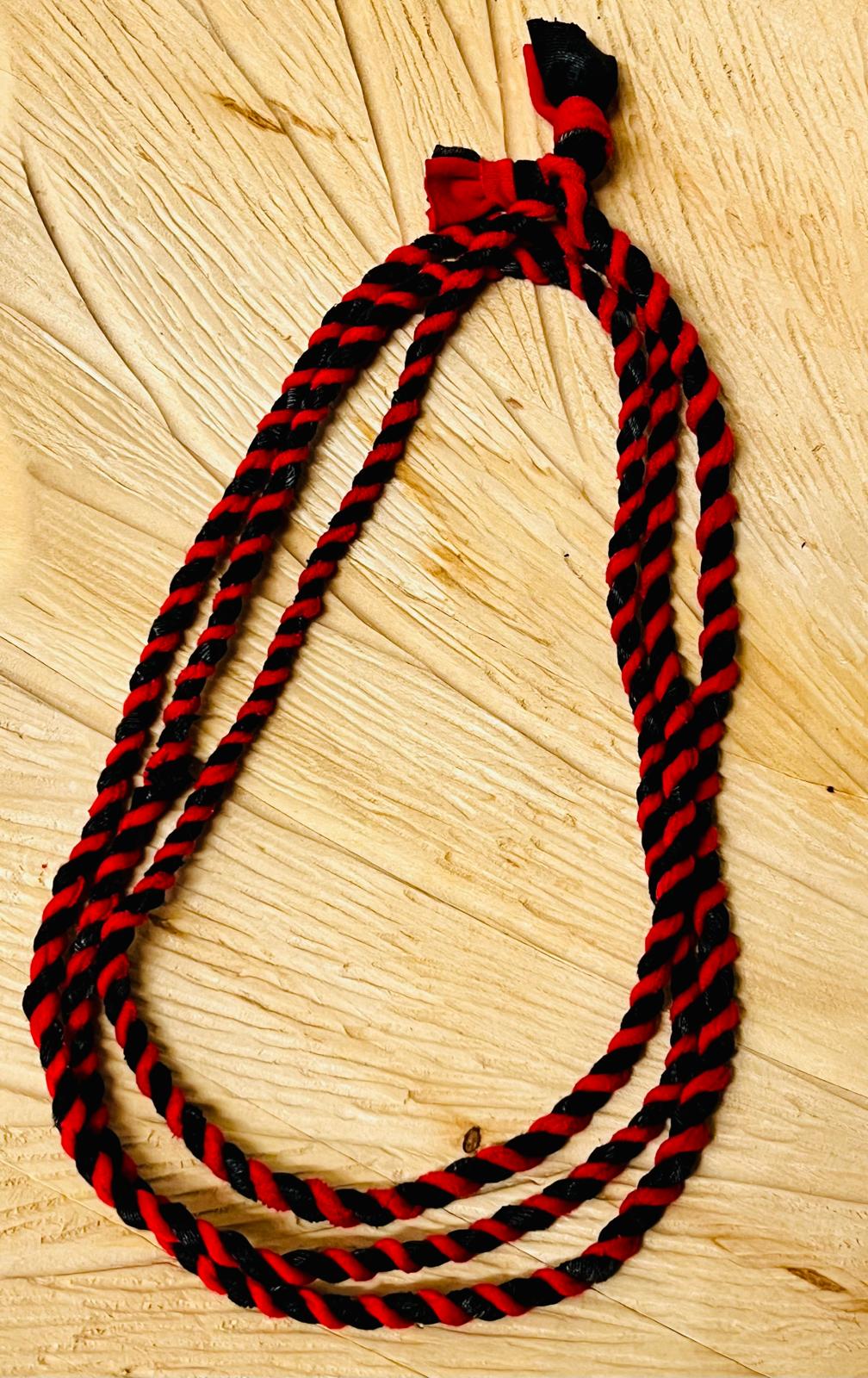 Black and Jazzberry Reclaimed Fabric Cordage Convertible Necklace to Bracelet