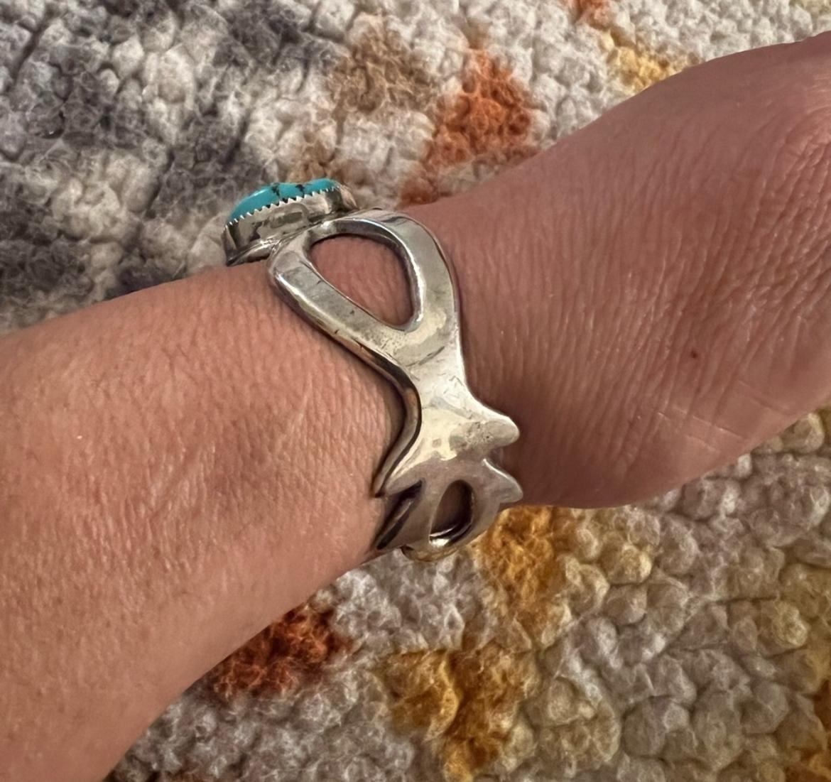 Vintage Navajo Turquoise and Sterling Sandcast Cuff