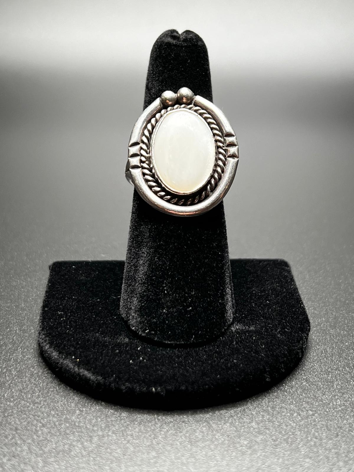 Vintage Navajo Mother of Pearl and Sterling Ring