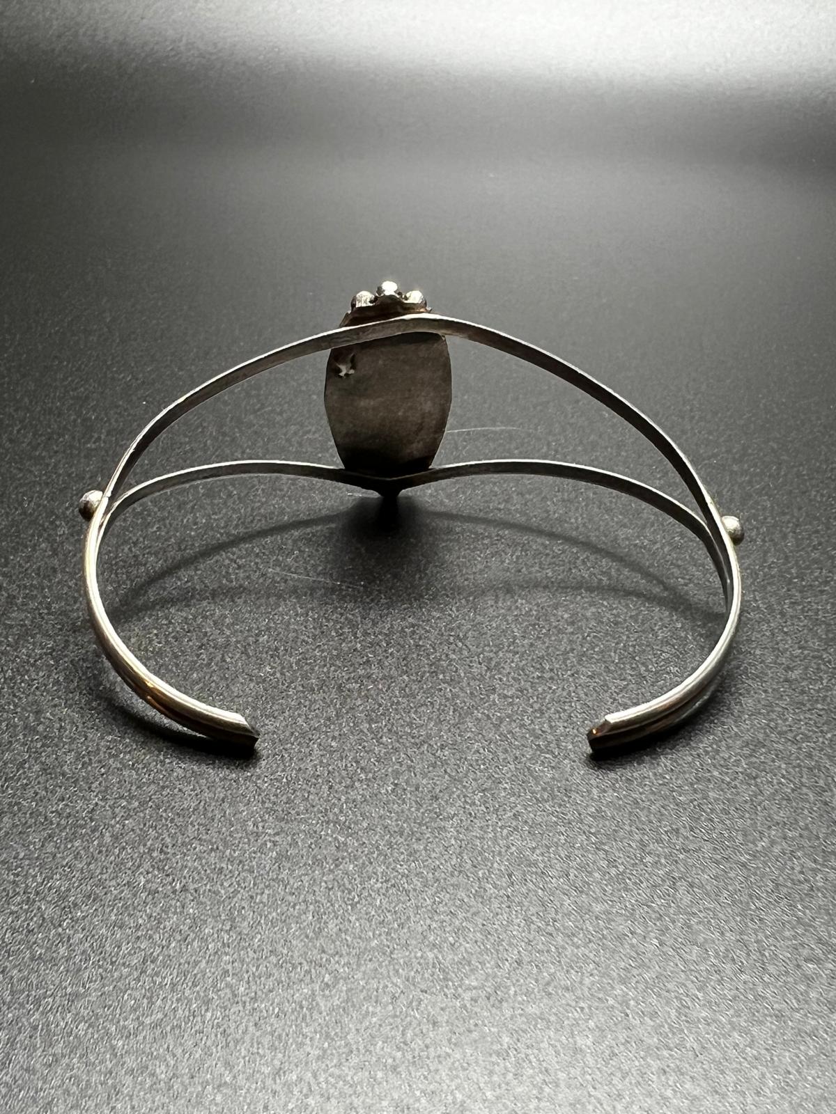 Vintage Mother of Pearl Sterling Silver Split Wire Cuff