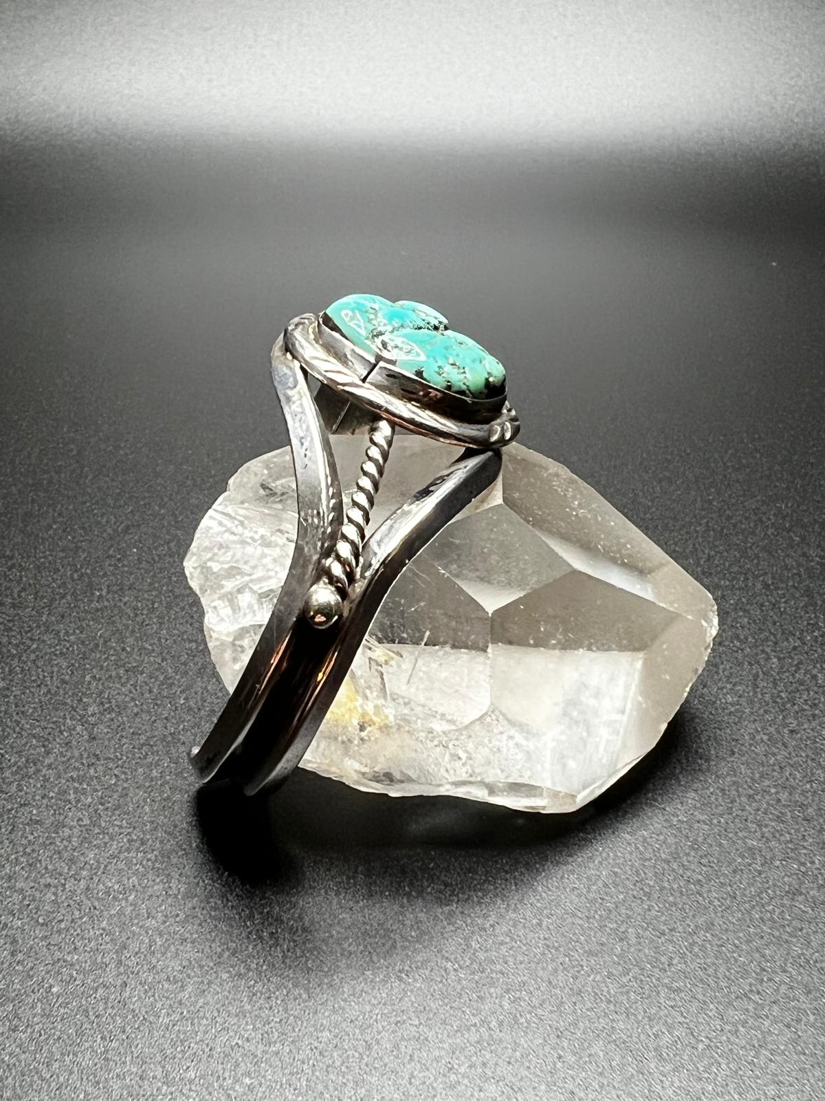 Vintage Navajo Turquoise and Sterling Split Twist Cuff