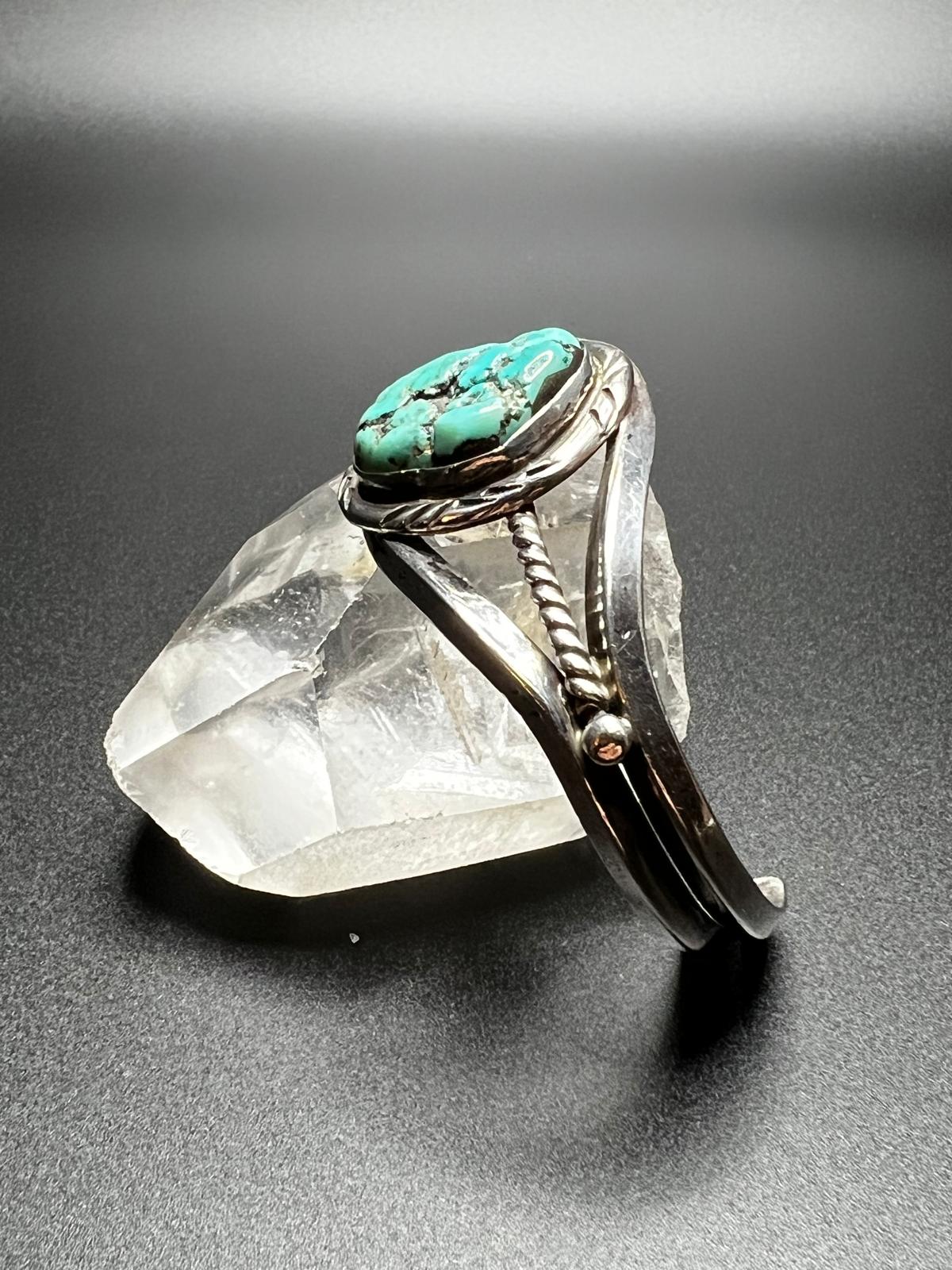 Vintage Navajo Turquoise and Sterling Split Twist Cuff