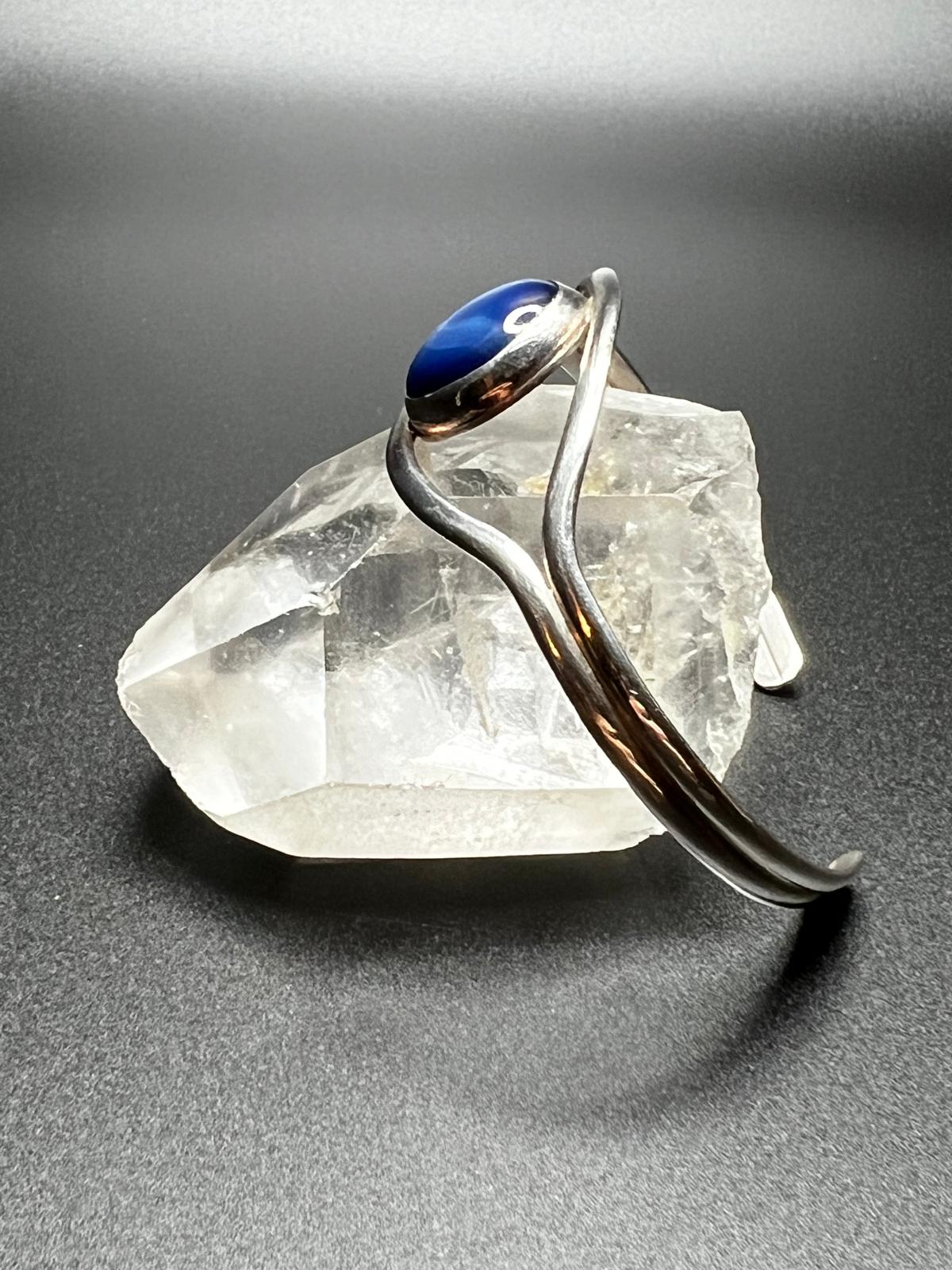 Evil Eye Star Sapphire Sterling Silver Split Wire Cuff