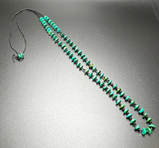 Royston Turquoise Heishi and Leather Necklace #1