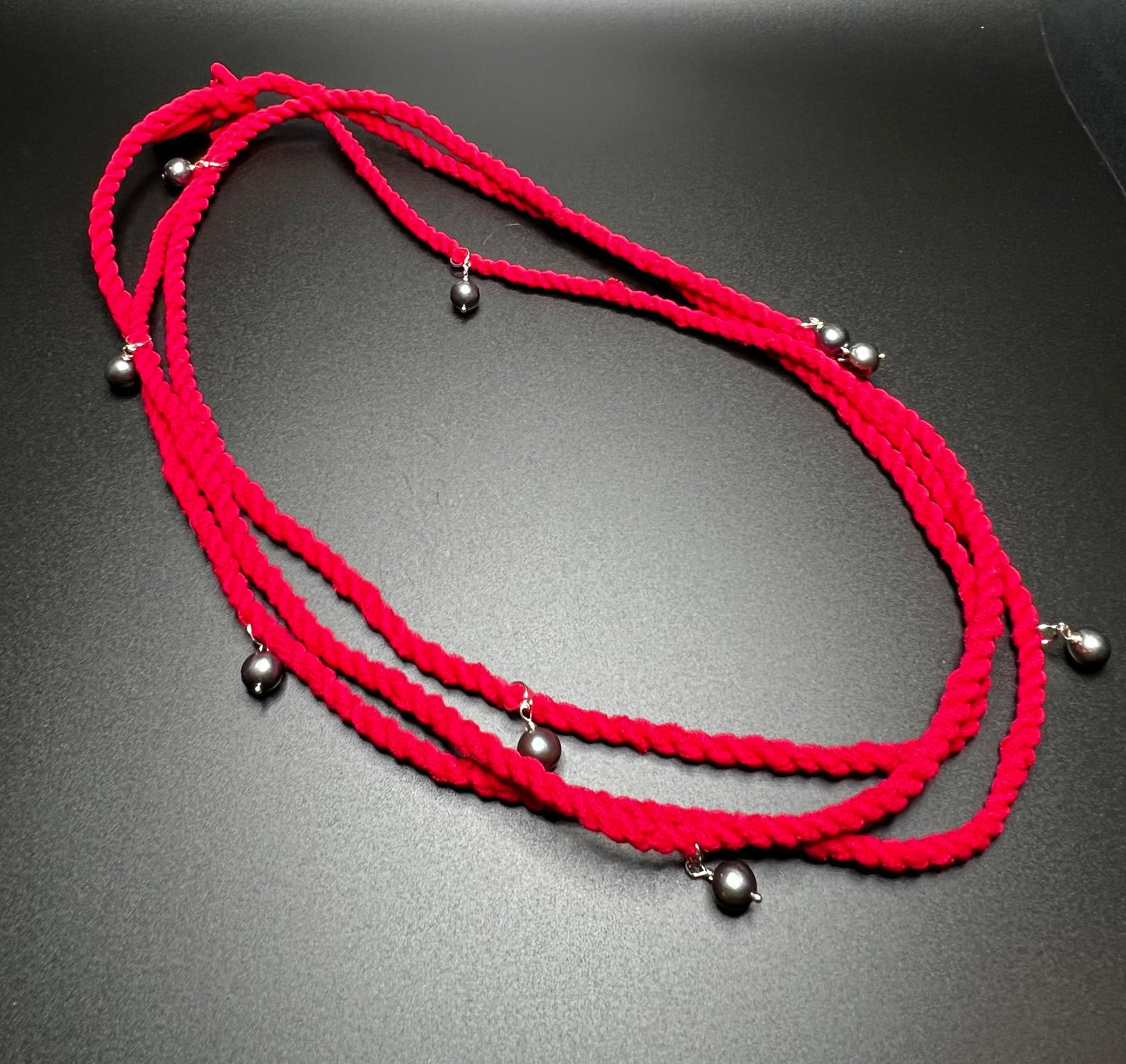 Jazzberry, Steel Pearl, and Sterling Silver Cordage Necklace *Necklace Only*