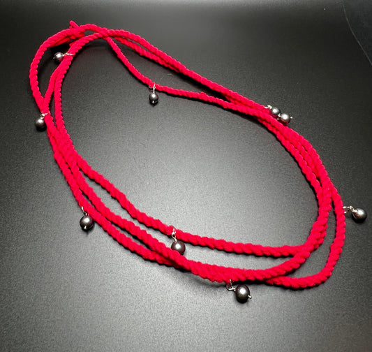 Jazzberry, Steel Pearl, and Sterling Silver Cordage Necklace *Necklace Only*