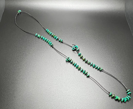 Royston Turquoise Heishi and Leather Necklace #2