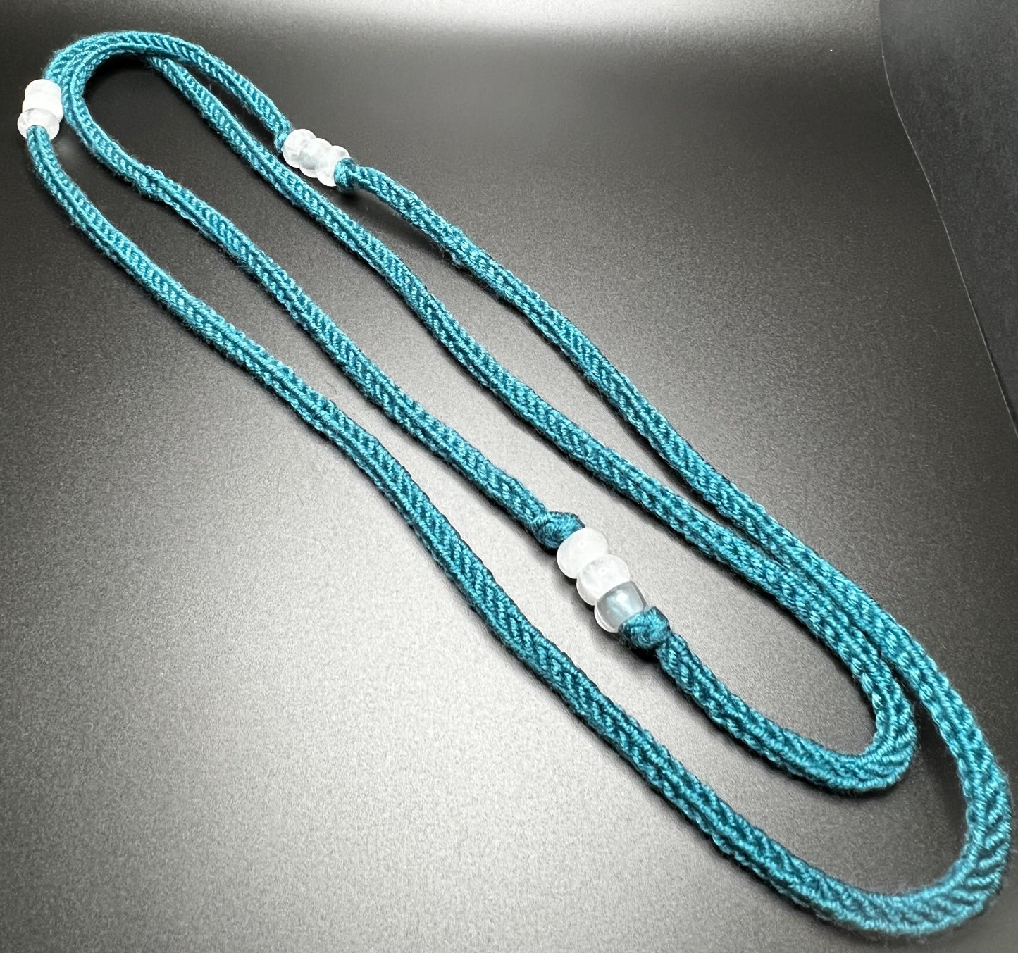 Teal Reclaimed Cashmerino and Quartz Necklace