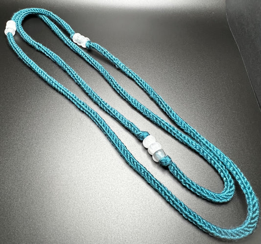 Teal Reclaimed Cashmerino and Quartz Necklace