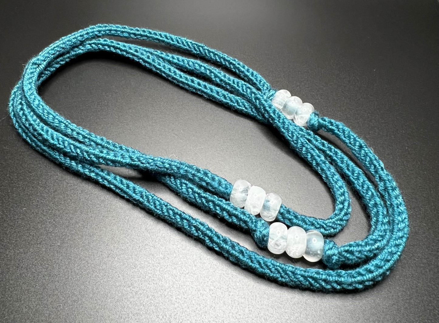 Teal Reclaimed Cashmerino and Quartz Necklace