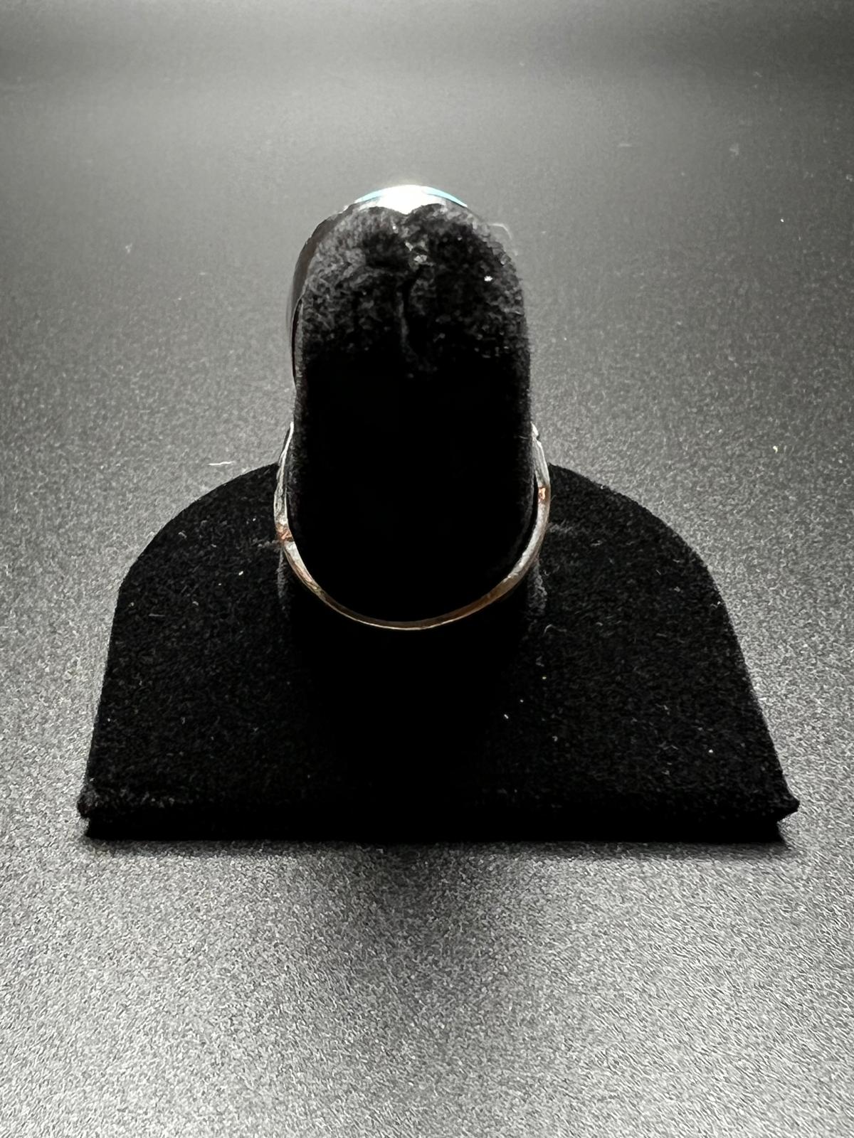 Artisan Navajo P Yazzie Spiny Oyster and Turquoise Sterling Silver Ring