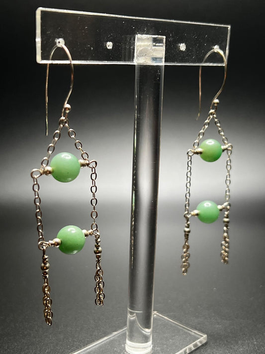 Aventurine and Sterling Silver Chandelier Earrings