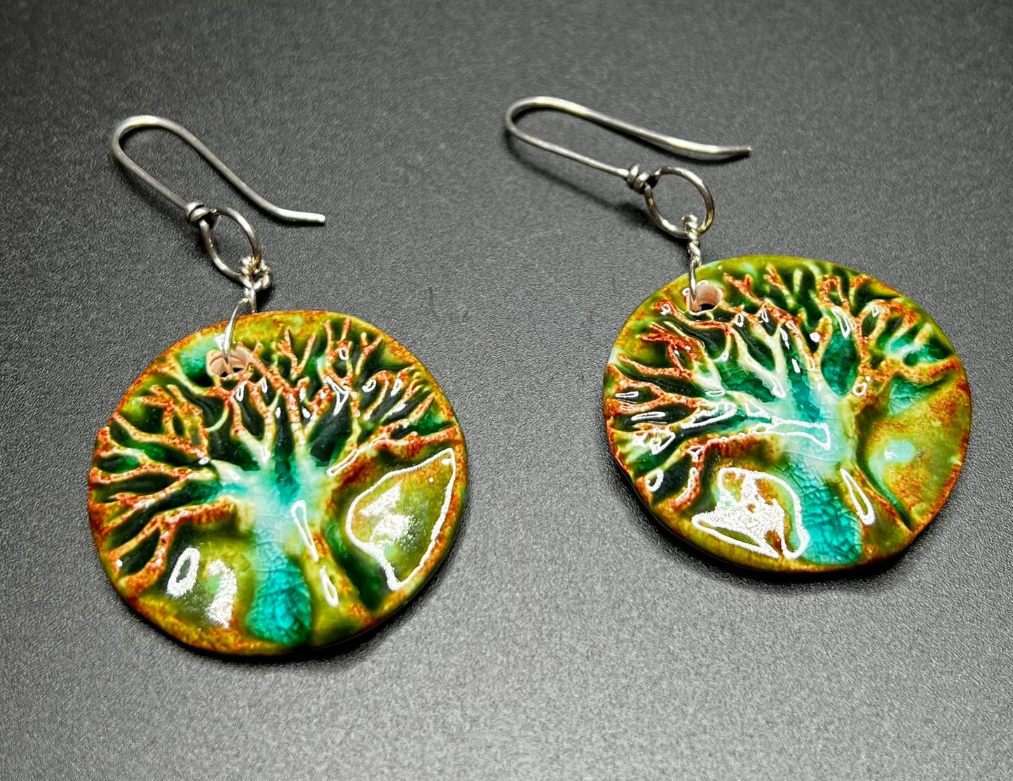 Ceramic Tree of Life and Sterling Silver Earrings