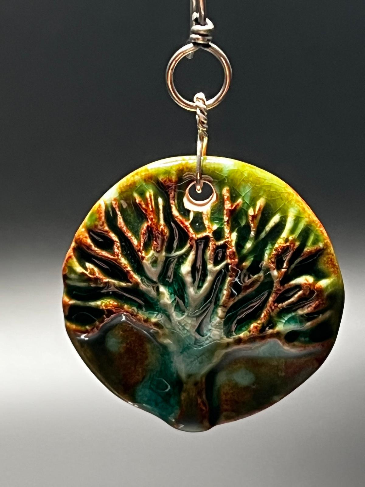 Ceramic Tree of Life and Sterling Silver Earrings