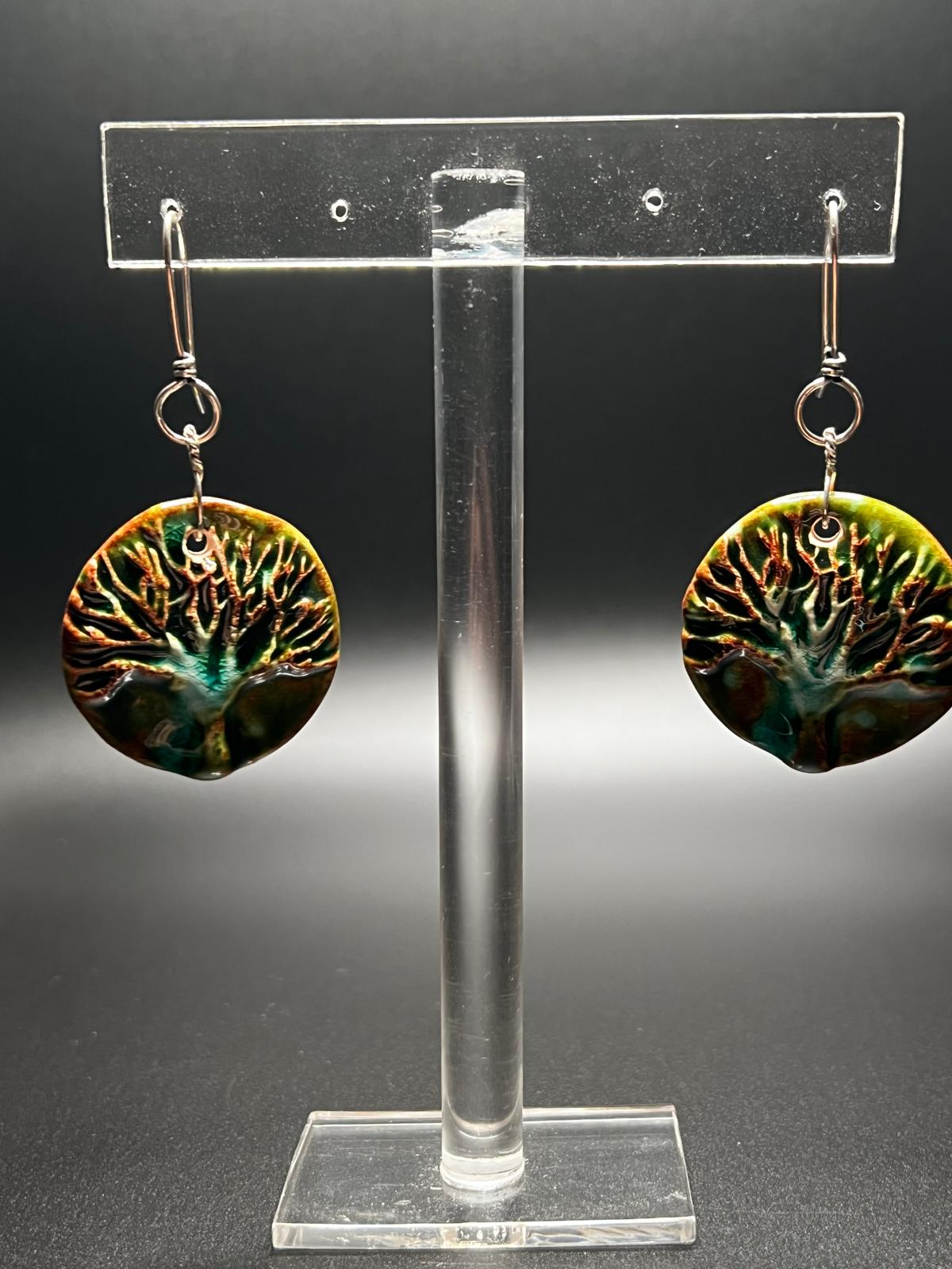 Ceramic Tree of Life and Sterling Silver Earrings