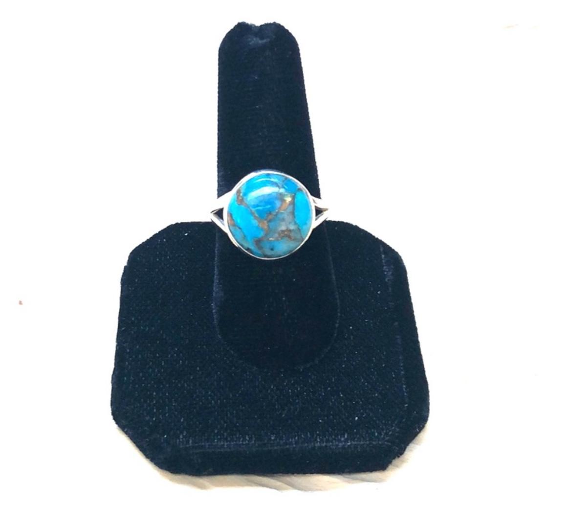Modern Morenci Turquoise Sterling Silver Ring