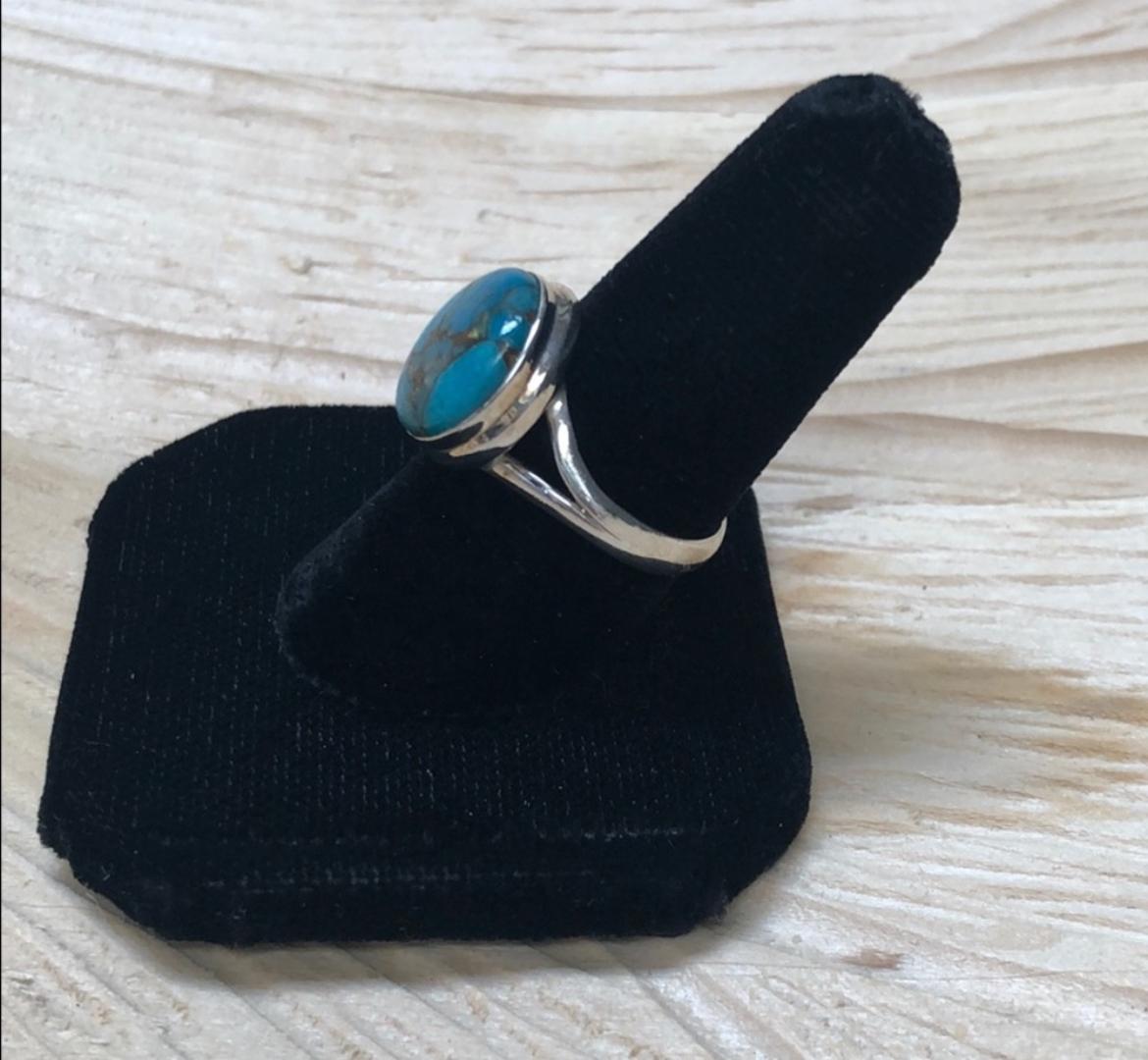 Modern Morenci Turquoise Sterling Silver Ring