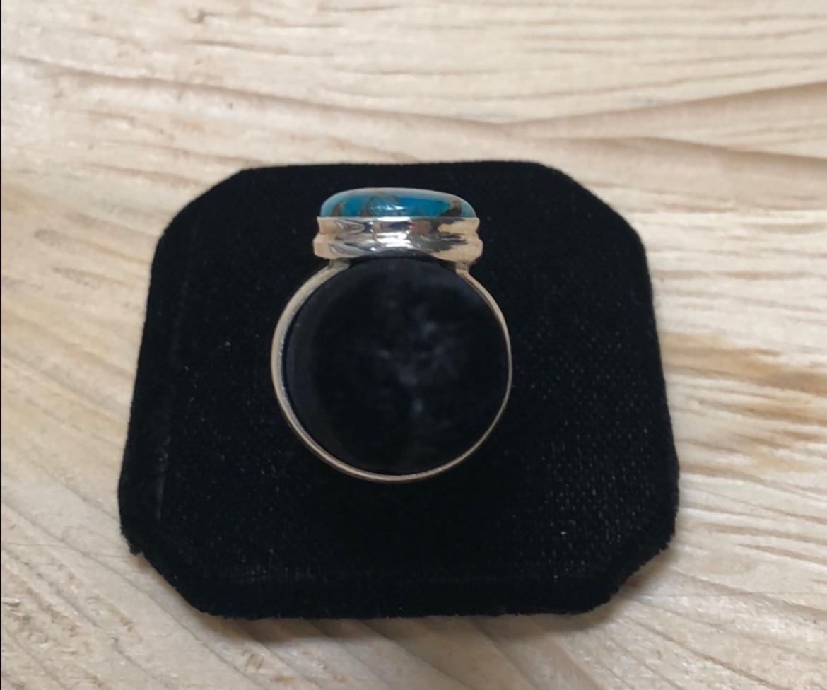 Modern Morenci Turquoise Sterling Silver Ring