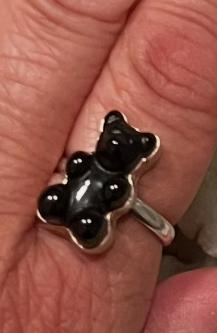 Black Gummy Bear and Sterling Silver Ring