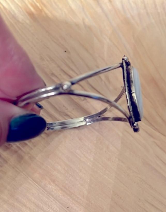 Vintage Mother of Pearl Sterling Silver Split Wire Cuff