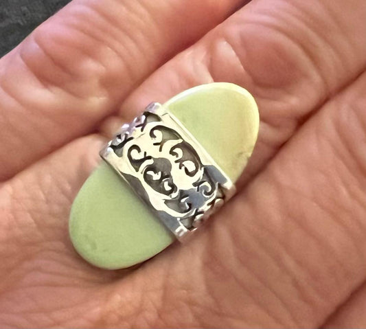 Citron Chrysoprase and Sterling Silver Ring