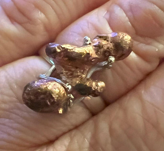 Minnesota Copper Nugget and Sterling Silver Ring